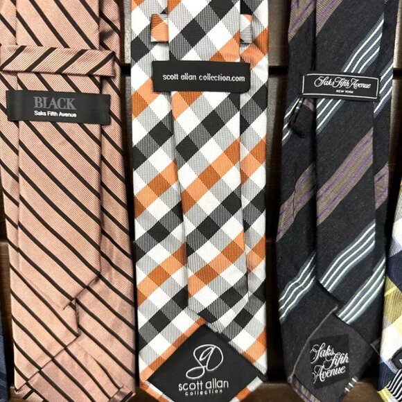 Lot Of 9 Luxury Silk Ties, Scott Allan, Saks Fifth Ave, Wolfmark, Vitorofolo - Picture 5 of 7